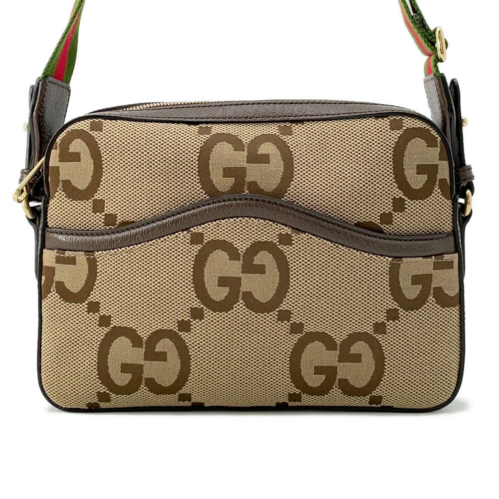 Gucci Jumbo GG Messenger Brown675891 Leather Canvas Beige Travel Bag