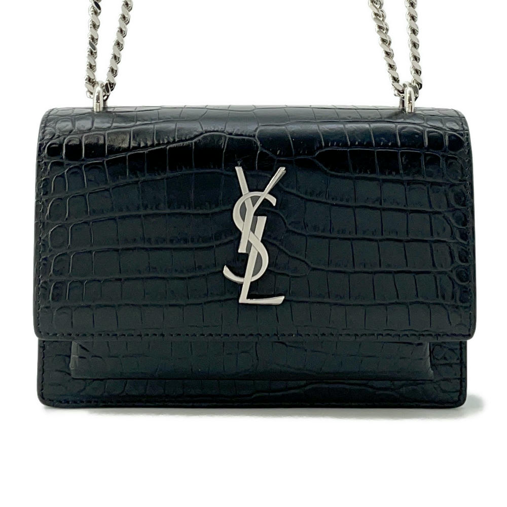 Saint Paris Sunset Wallet Black452157 Croco Embossed Leather Travel Bag
