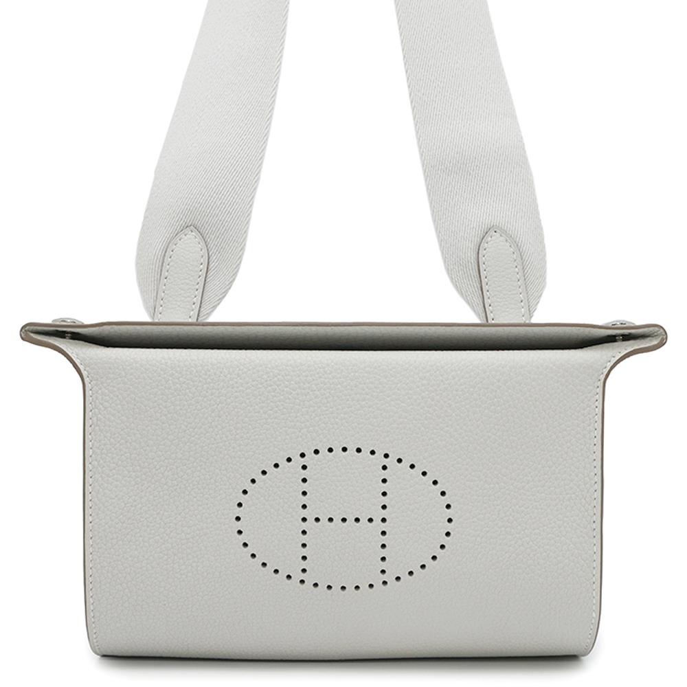 Videpoches Pearl Grey Togo Handbag Leather Travel Bag
