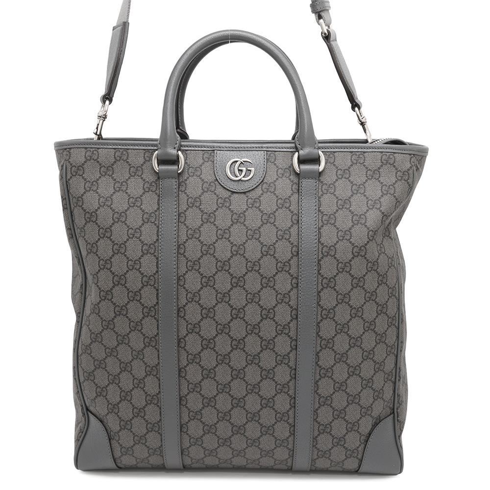Gucci Offdia 2WAY Gray763316 GG SupremeCanvas Leather Medium Tote Bag