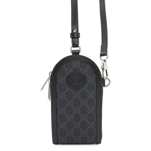 Gucci GG Supreme Phone Pouch Black724357 Leather Shoulder Bag