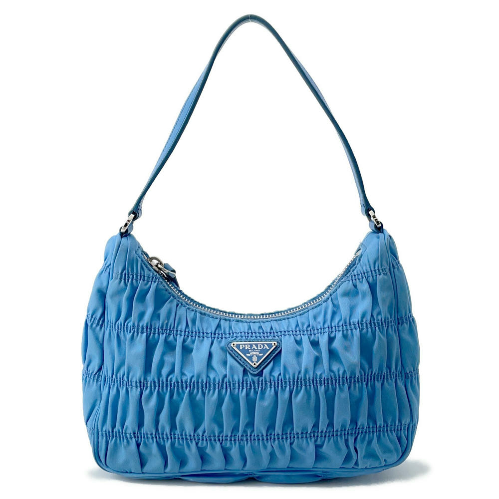 Gathered One Shoulder Bag Light Ne Nylon Blue