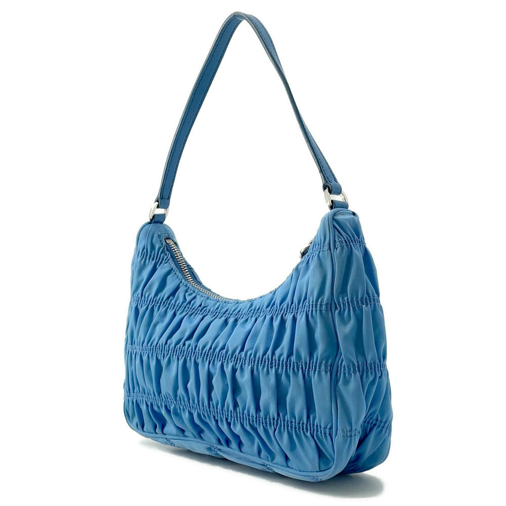 Gathered One Shoulder Bag Light Ne Nylon Blue