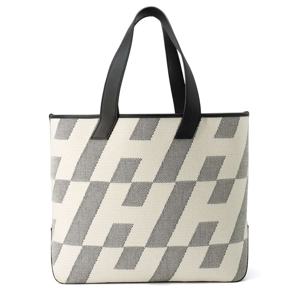 H Ambie Tote Bag Ecru Toile H Leather Black