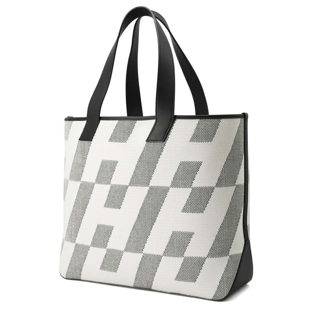 H Ambie Tote Bag Ecru Toile H Leather Black