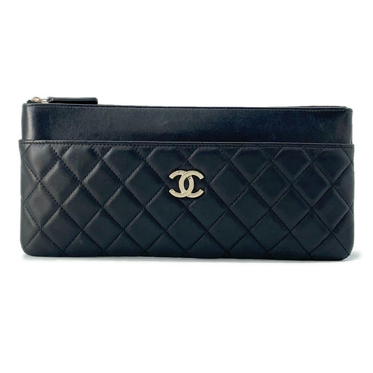 Chanel Matelasse Lambskin Black Clutch Bag