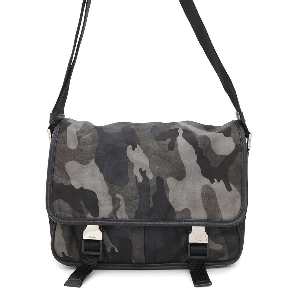 Camouflagepattern Shoulder Bag Khaki Nylon Black