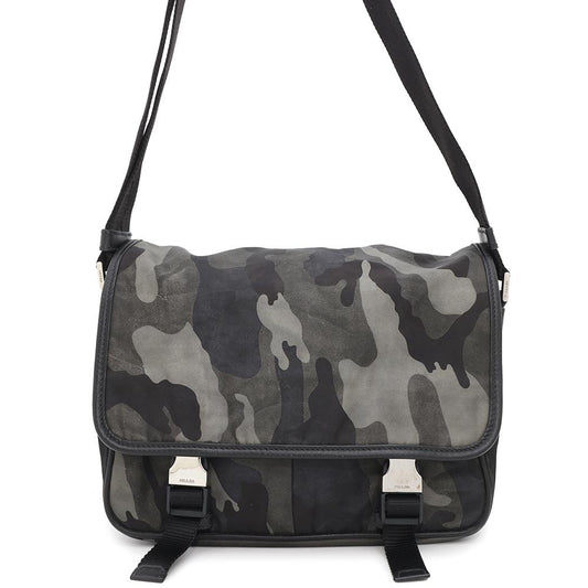Prada Shoulder Bag ?CamouflagePattern Khaki Nylon Black