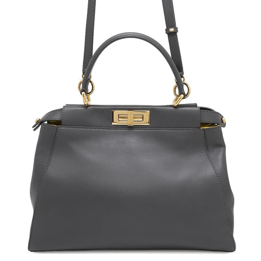 Fendi ?Peekaboo 2wayBag Gray8BN226 Leather Handbag
