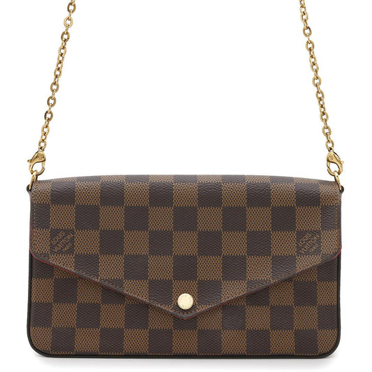 Louis Vuitton Felicie Pochette RedN63032 Ebene Damier Canvas Clutch Bag