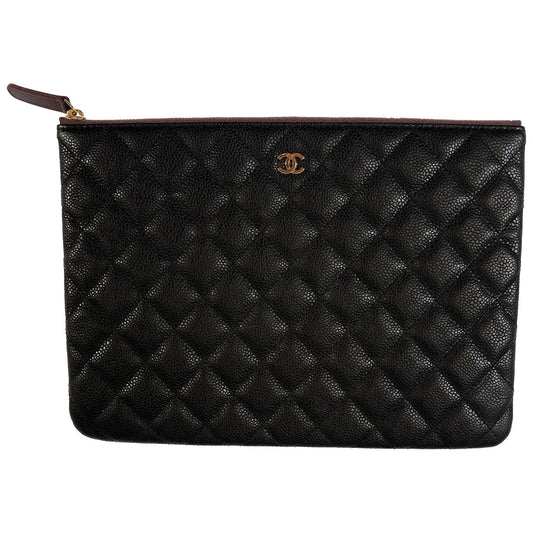 black leather clutch Classic