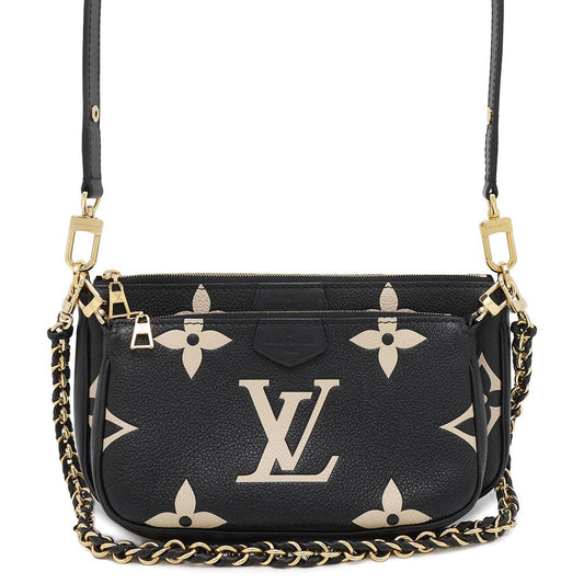 Louis Vuitton Multi Pochette Accessoires CreamM45777 Monogram Empreinte Leather Black Clutch Bag