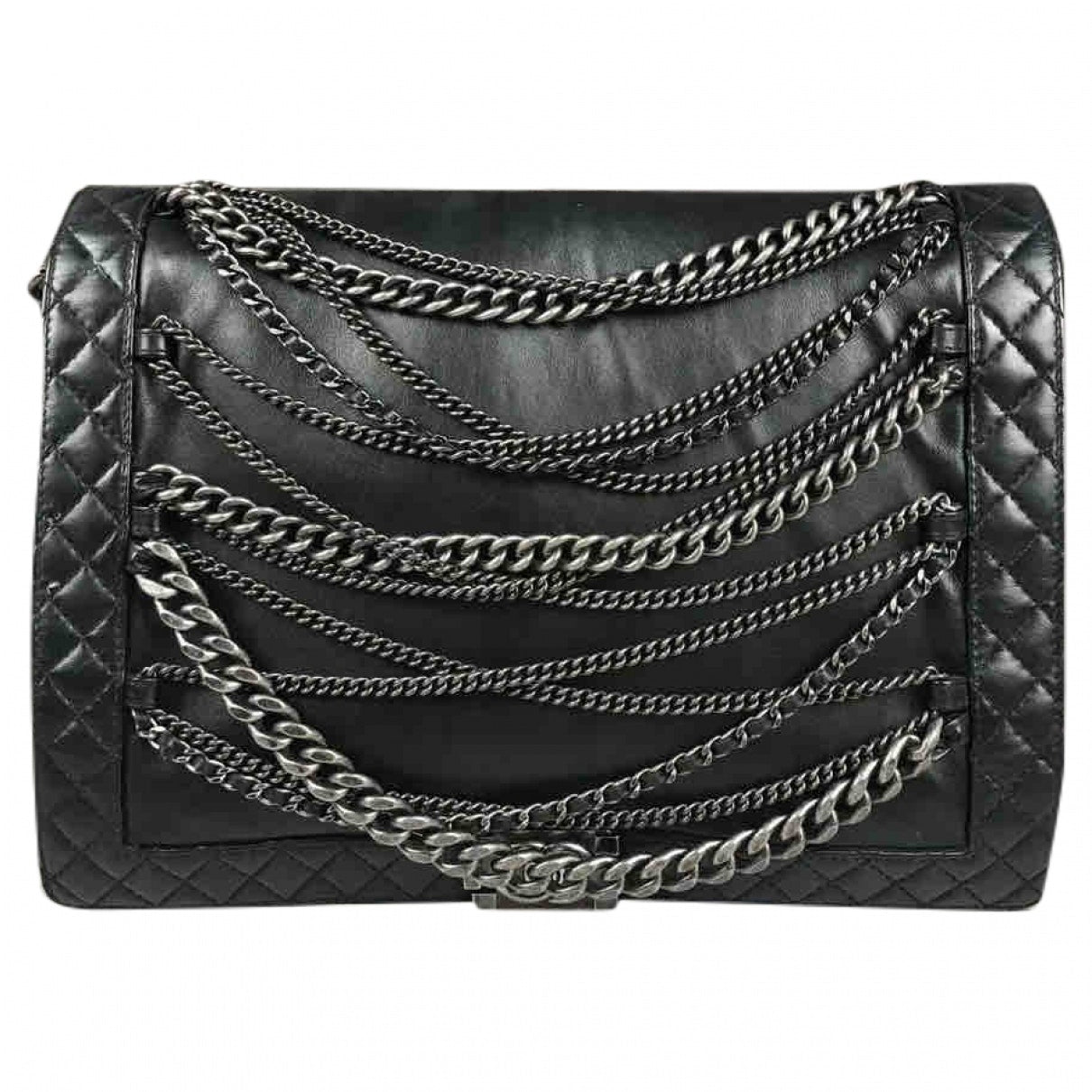 boy black leather handbag Signature