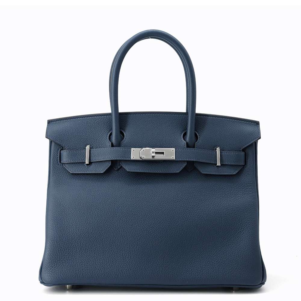 Birkin De Prusse Togo Size Handbag Leather Blue Travel Bag
