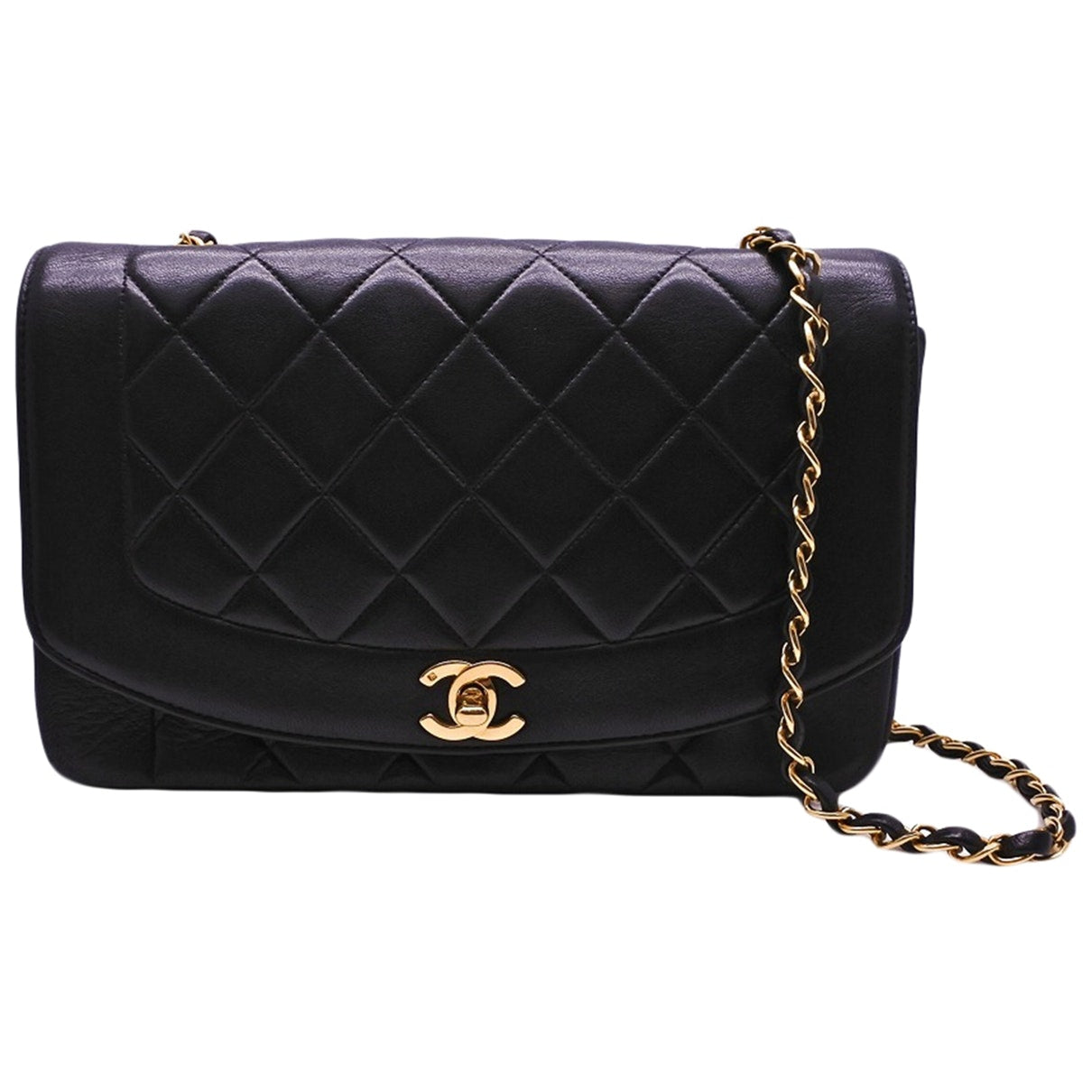 diana black leather handbag Polished