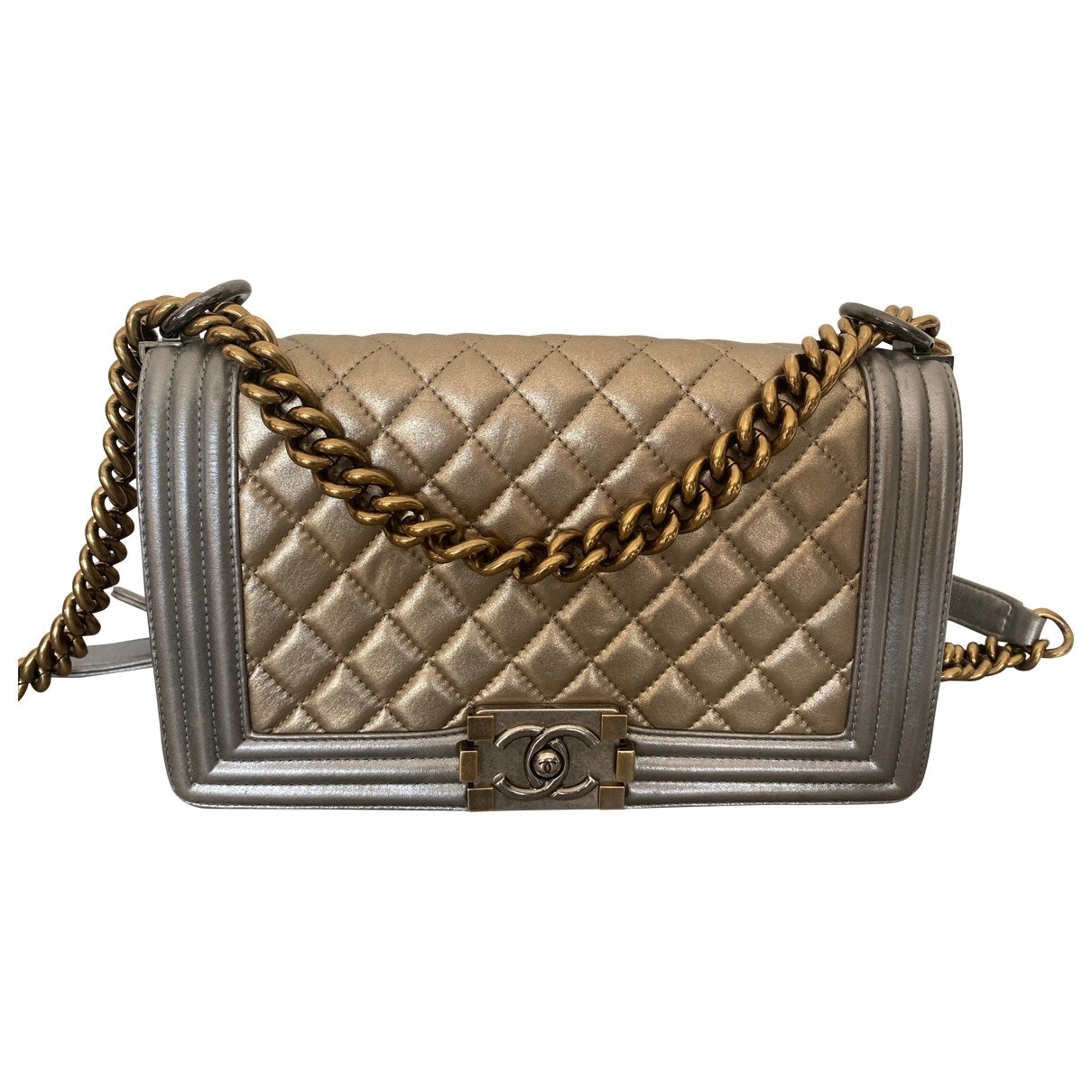 Chanel boy gold leather handbag
