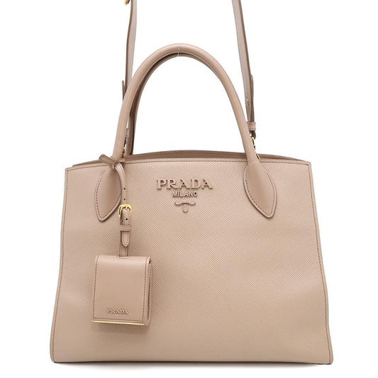 Prada Tote Bag ?Mono Chrome 2WAYBag Jasmin Flower1BA155 Leather