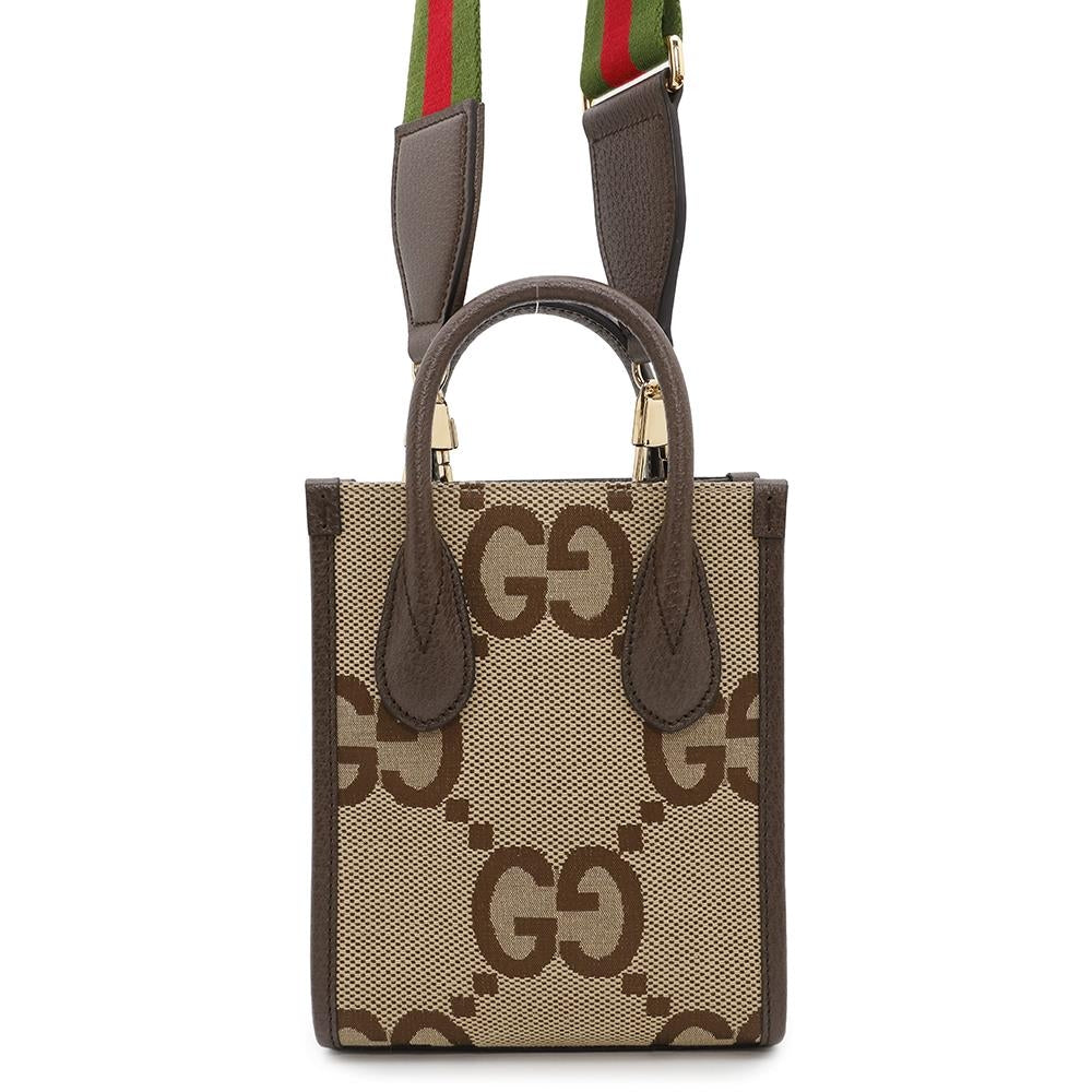 Gucci Jumbo GG 2WAY Brown699406 GG Leather Canvas Beige Mini Shoulder Bag