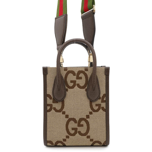 Gucci Jumbo GG 2WAY Brown699406 GG Leather Canvas Beige Mini Shoulder Bag