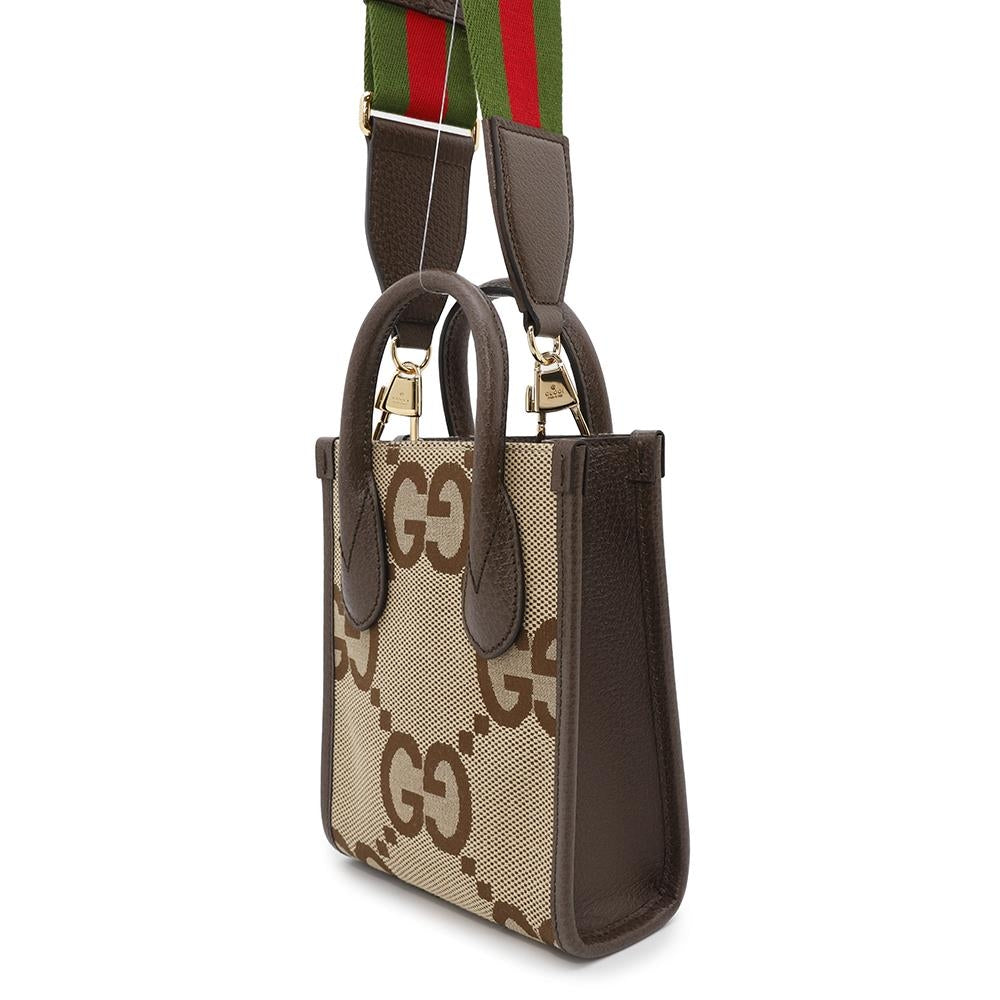 Gucci Jumbo GG 2WAY Brown699406 GG Leather Canvas Beige Mini Shoulder Bag