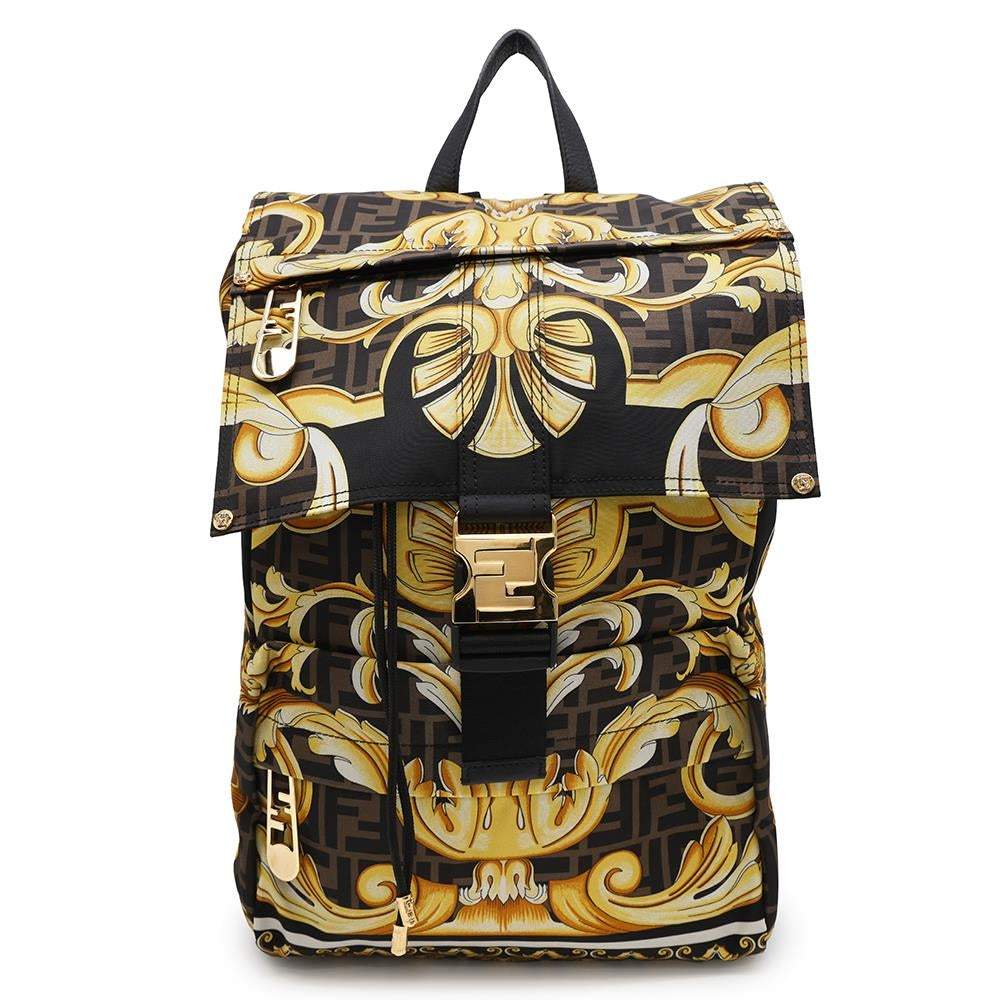 Fendi Backpack ?Fendace Yellow7VZ066 Nylon Black