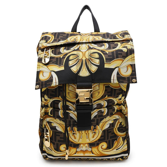 Fendi Backpack ?Fendace Yellow7VZ066 Nylon Black