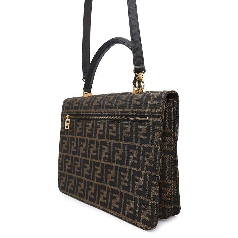 Fendi Zucca Pattern 2Waybag Brown0914117 Handbag Leather Canvas Travel Bag