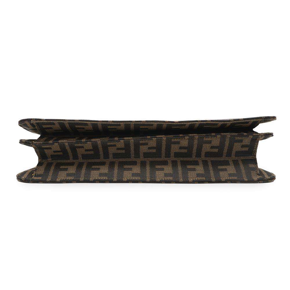 Fendi Zucca Pattern 2Waybag Brown0914117 Handbag Leather Canvas Travel Bag