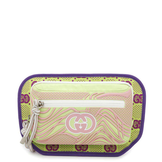 Gucci GGNylon Purple752102 Rubber Pink Green Belt