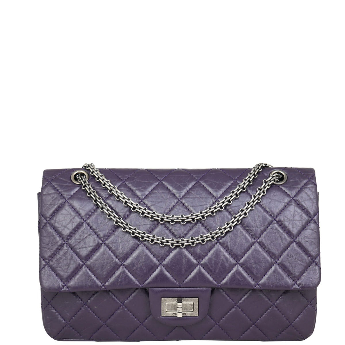 Chanel 2.55 Reissue 227 Double Bag Purple Flap Handbag