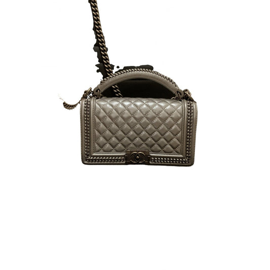 boy silver leather handbag Classic