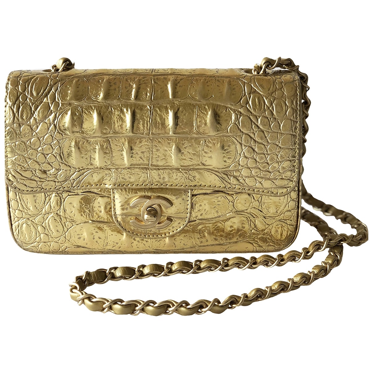 timeless/classique gold leather handbag Signature