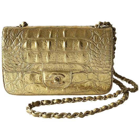timeless/classique gold leather handbag Signature