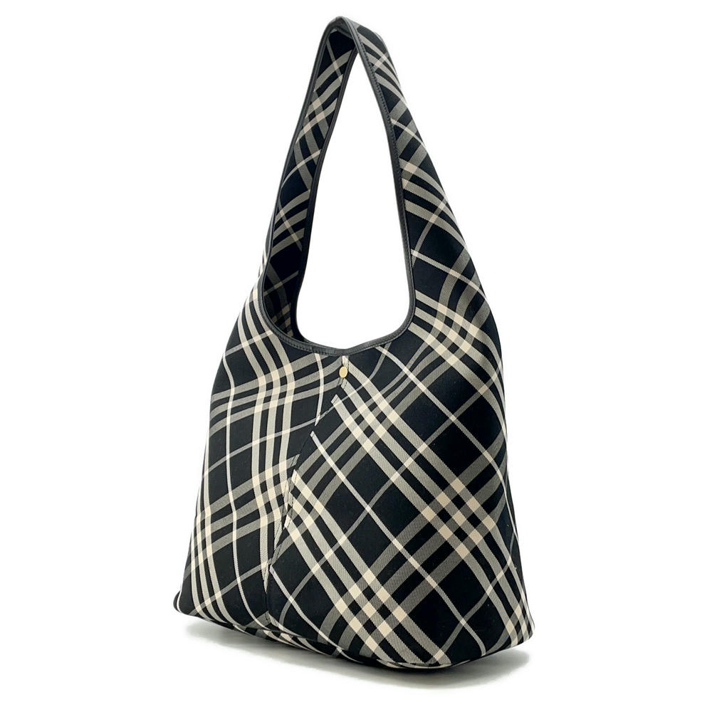 Burberry Check One Handle Tote Bag Calico80944761 Canvas Black Large