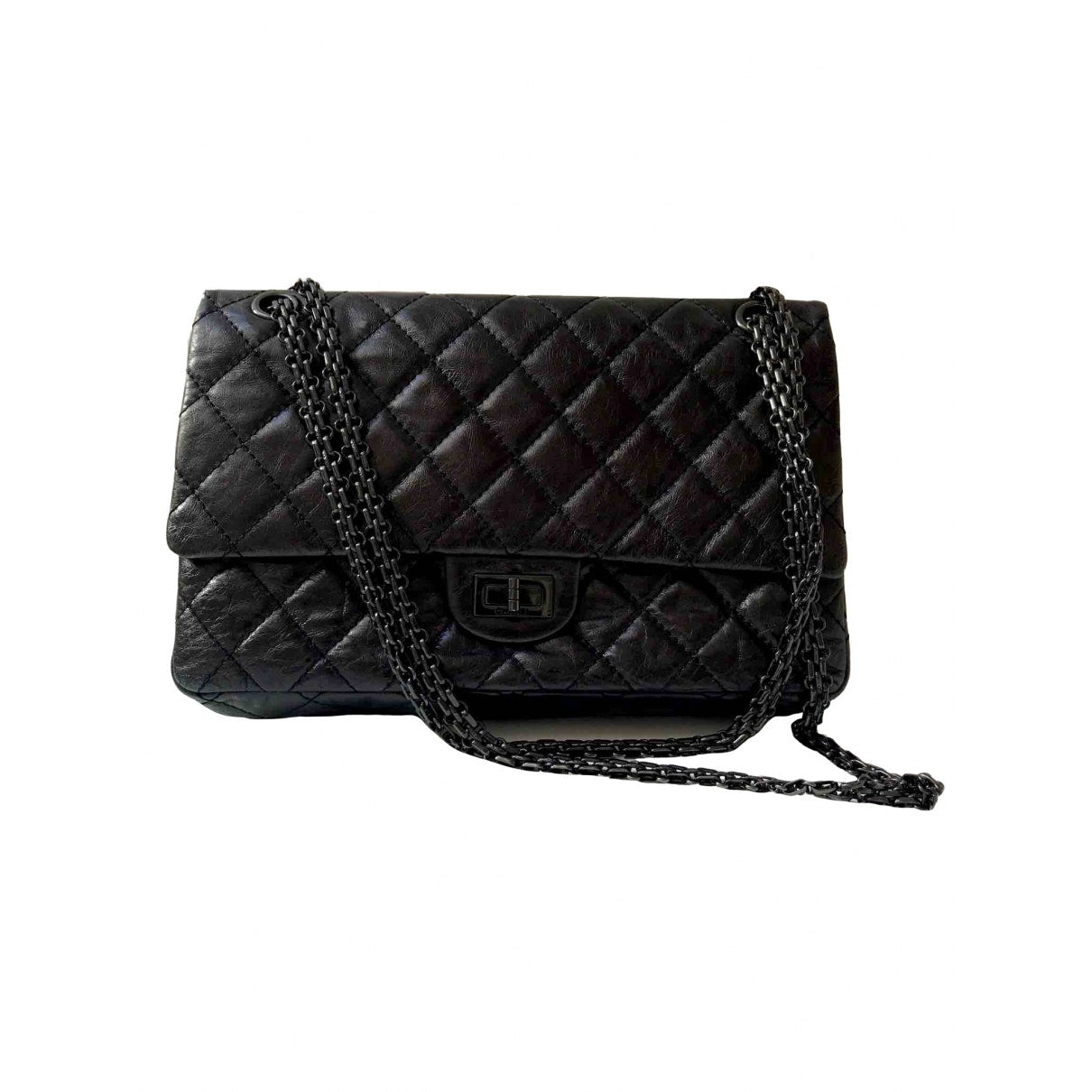 2.55 black leather handbag Polished