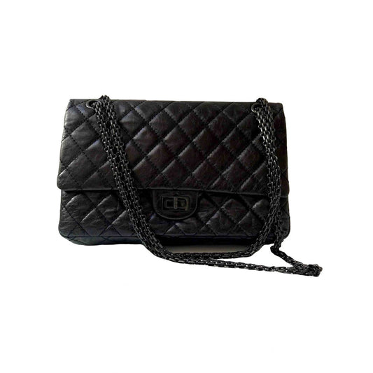2.55 black leather handbag Polished