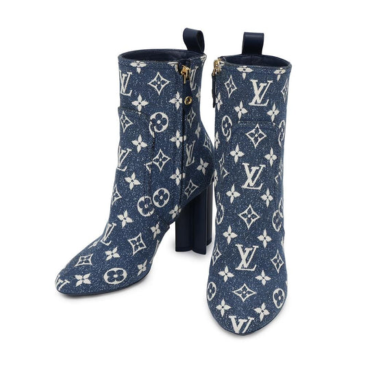 Louis Vuitton Silhouette Line EncreBoots Denim Monogram Blue Shoes