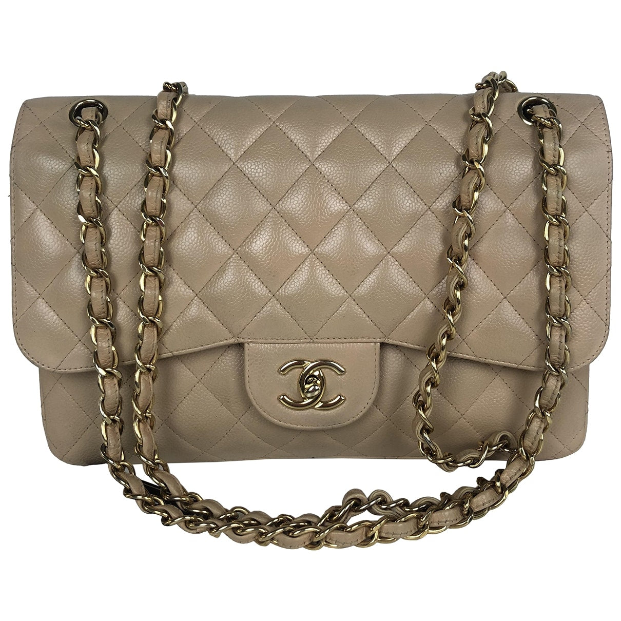 timeless/classique beige leather handbag Elegant