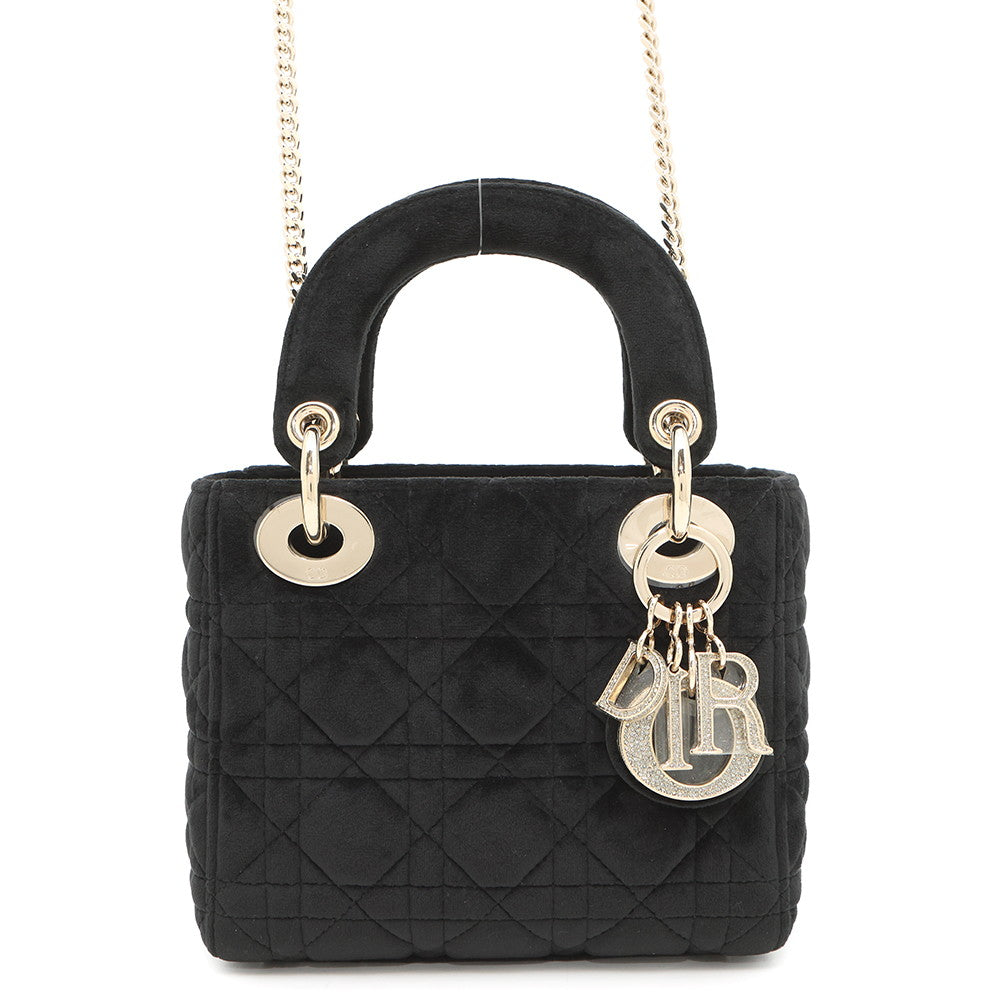 Dior Handbag ?Lady Velour Black Mini Mini Bag