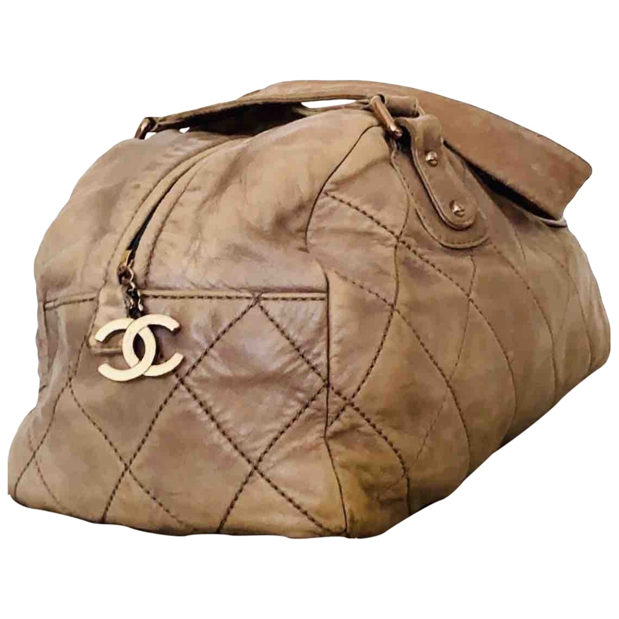 khaki leather handbag Signature