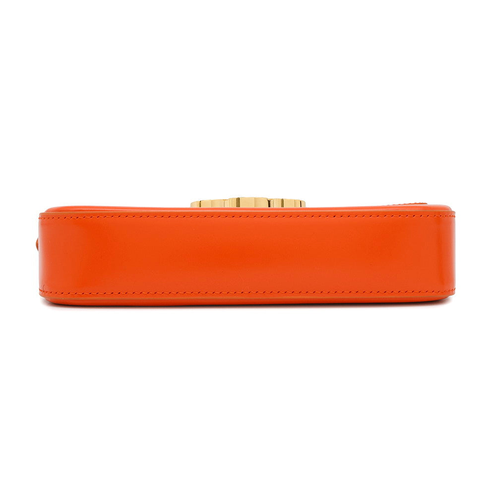 Triomphe Claude Shoulder Orange Bf Shiny Calf Leather Shoulder Bag