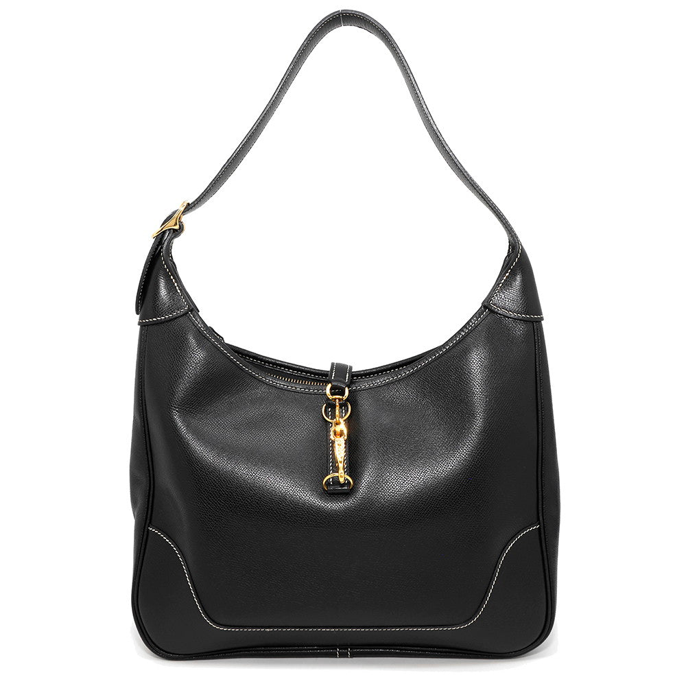 Trim Courchevel Size Handbag Black Travel Bag