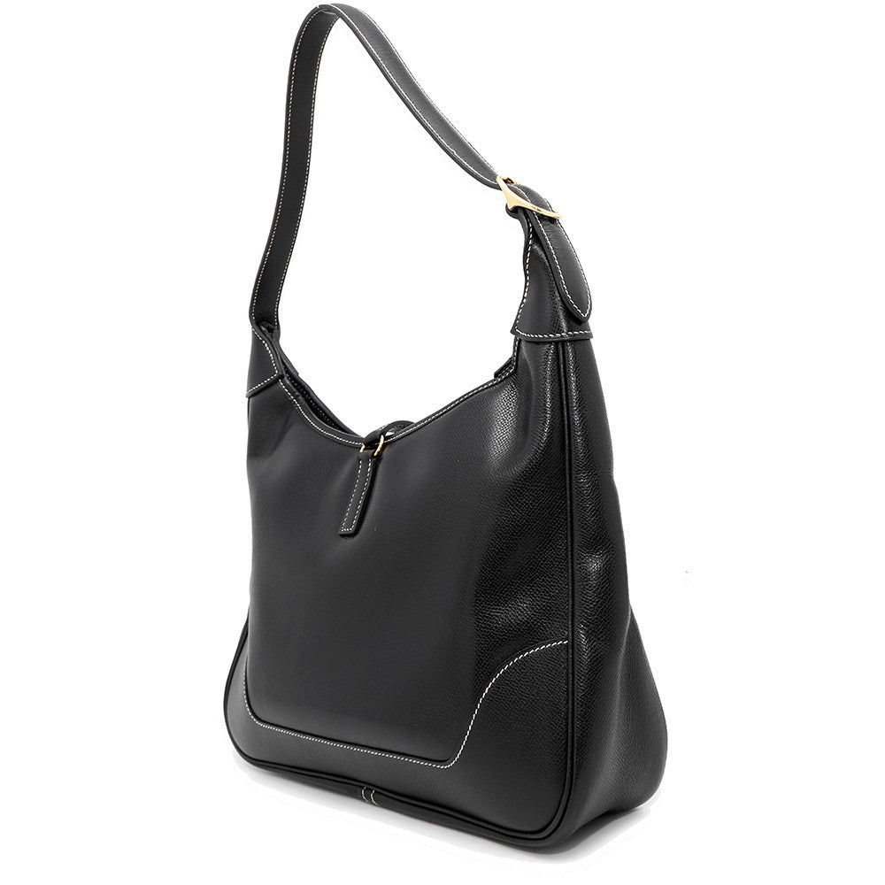 Trim Courchevel Size Handbag Black Travel Bag