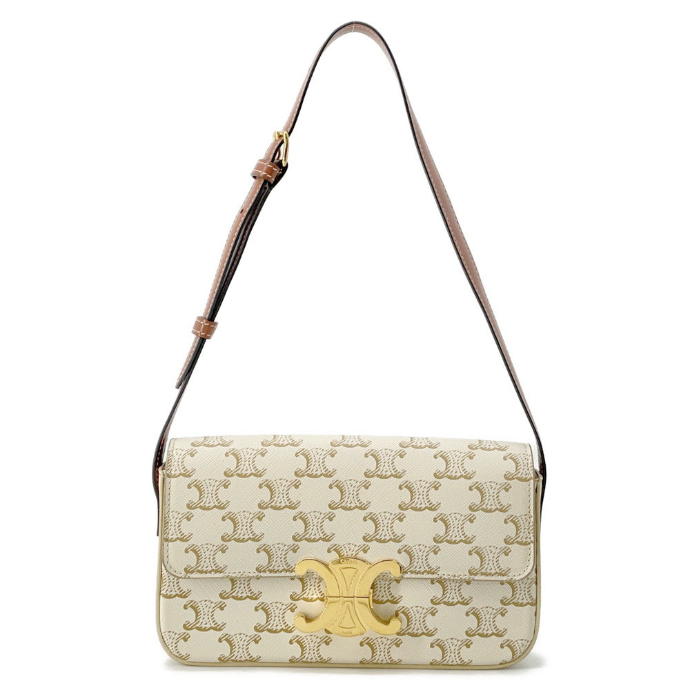Triomphe One Shoulder Bag Pvc Leather White