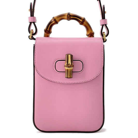 Gucci Bamboo3WAYShoulder Pink702106 Bamboo Leather Shoulder Bag