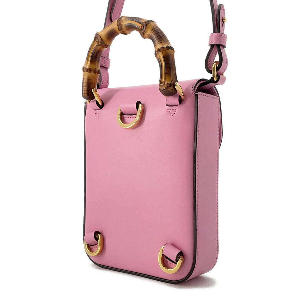 Gucci Bamboo3WAYShoulder Pink702106 Bamboo Leather Shoulder Bag