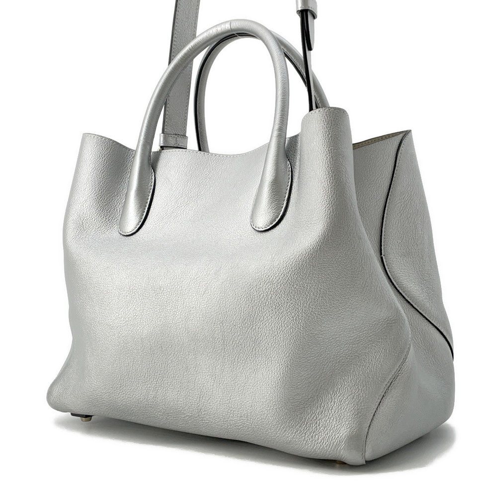 Dior Open Bar Way Handbag Leather Silver Travel Bag