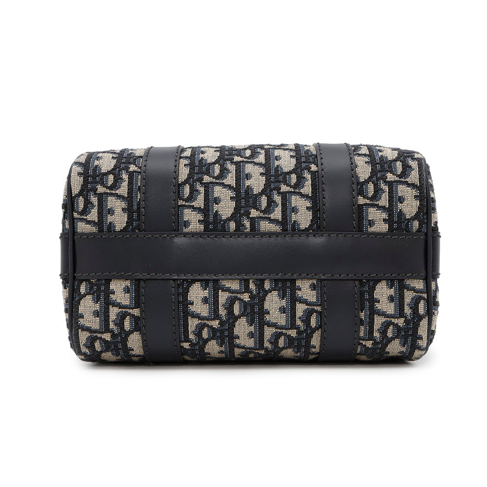 Dior Oblique Groove Navym Utzq Jacquard Calf Size Leather Small Travel Bag