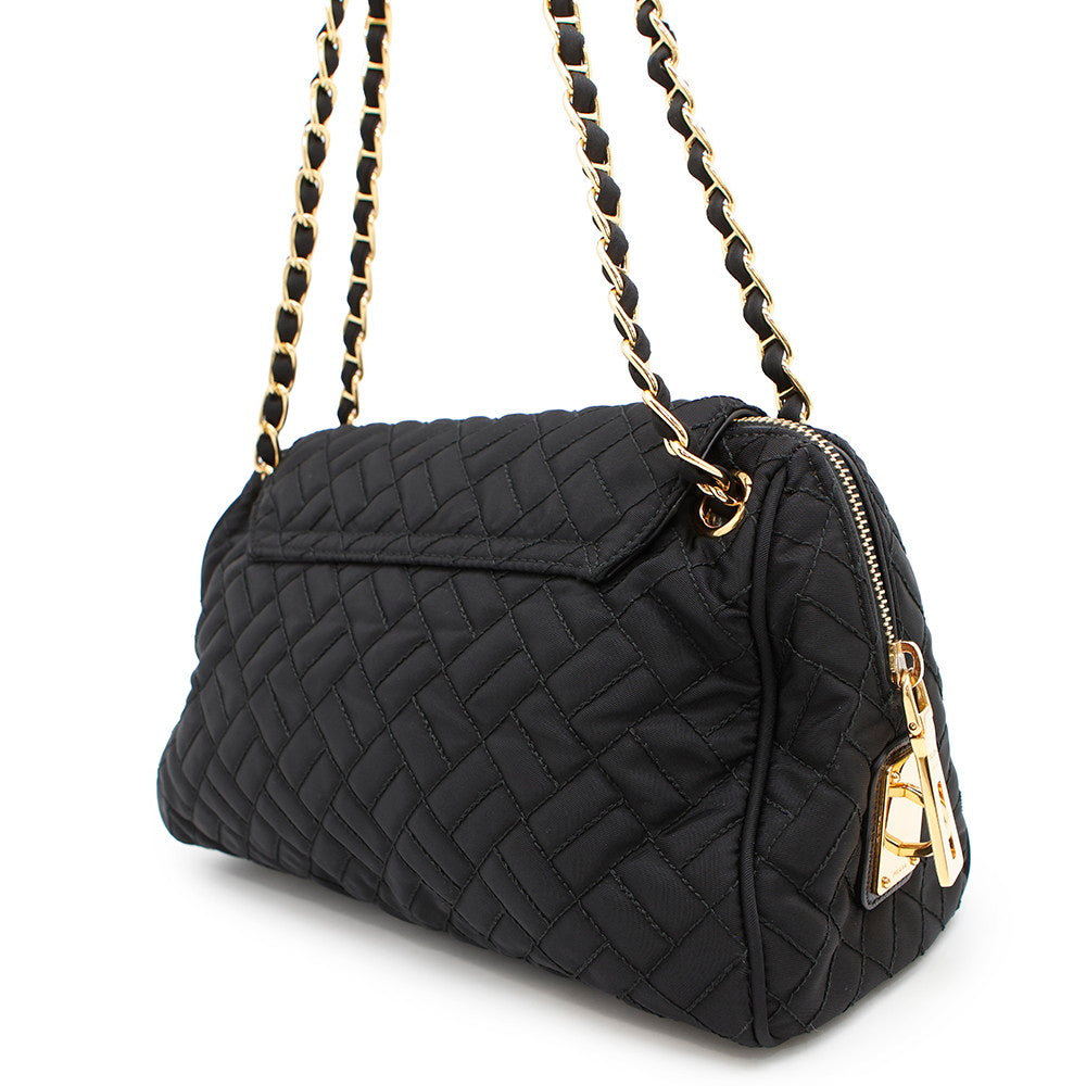 Chainshoulder Bag Blackbr Nylon Quilted