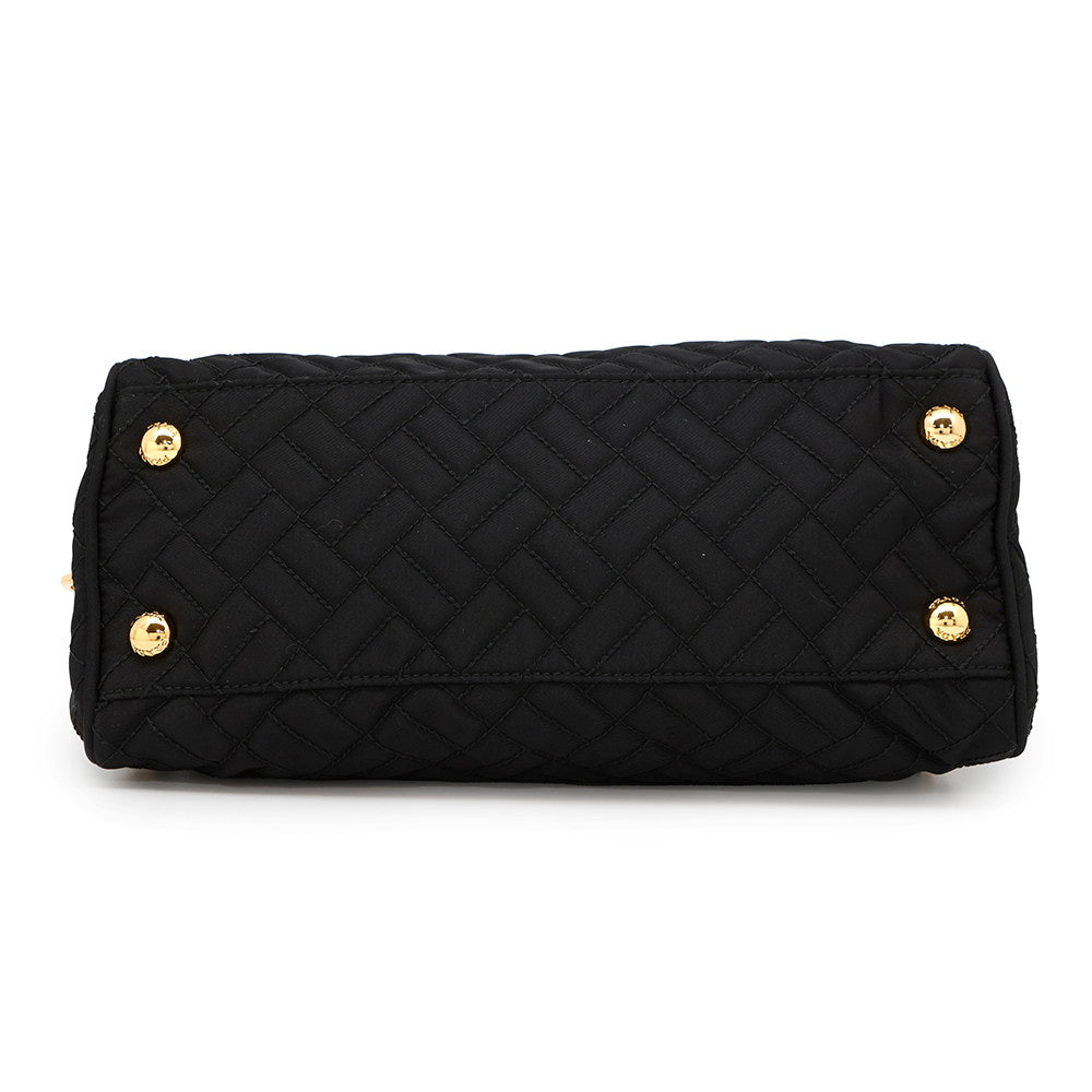 Chainshoulder Bag Blackbr Nylon Quilted